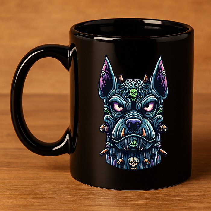 Voodoo Tiki Doberman Fierce Tribal Guardian 11oz C Handle Ceramic Mug