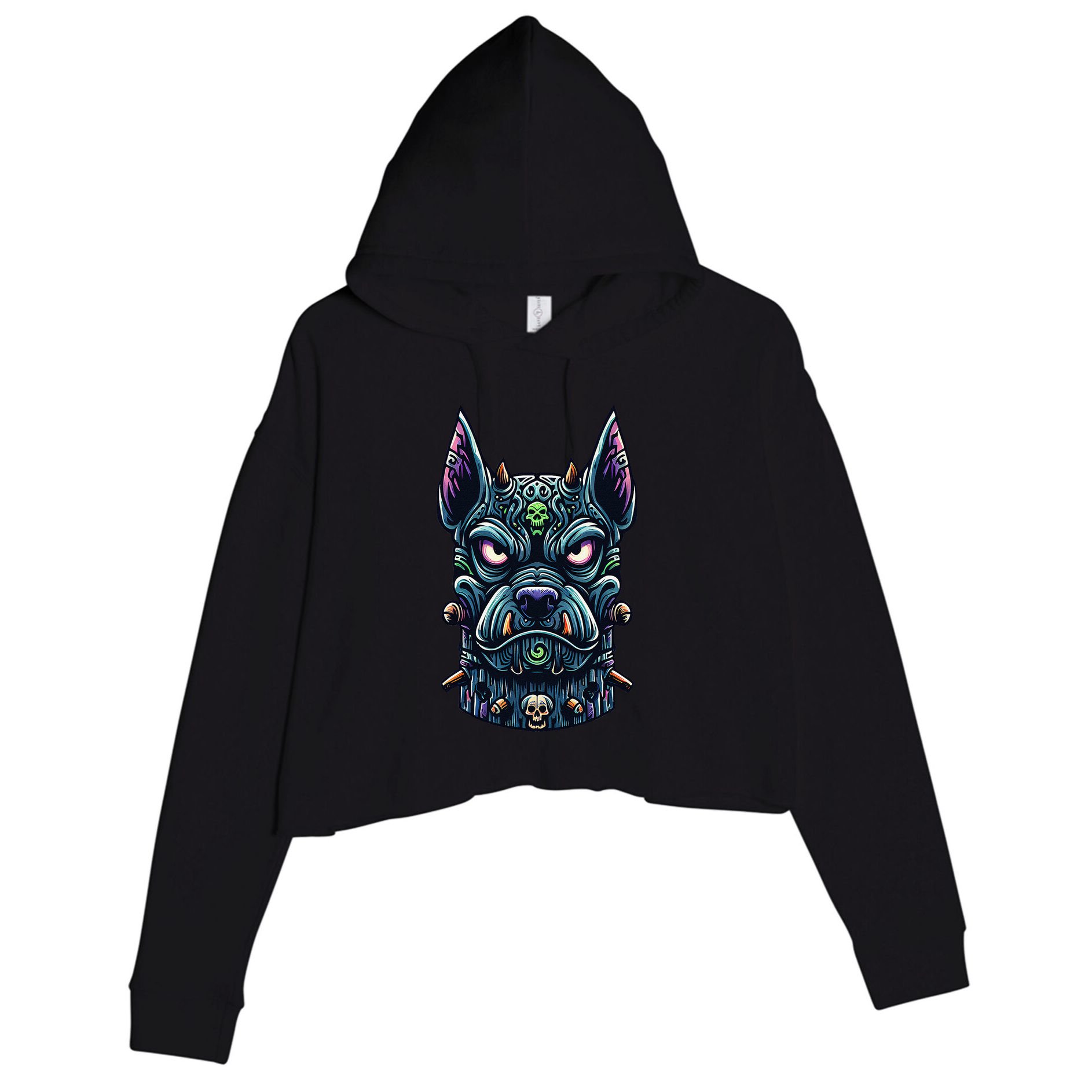 Voodoo Tiki Doberman Fierce Tribal Guardian Crop Fleece Hoodie