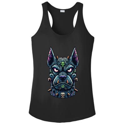 Voodoo Tiki Doberman Fierce Tribal Guardian Ladies PosiCharge Competitor Racerback Tank