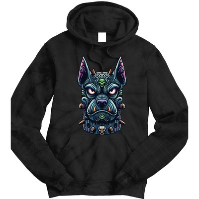 Voodoo Tiki Doberman Fierce Tribal Guardian Tie Dye Hoodie