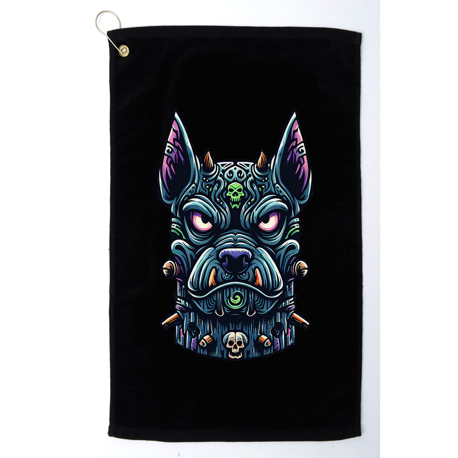 Voodoo Tiki Doberman Fierce Tribal Guardian Golf Towel