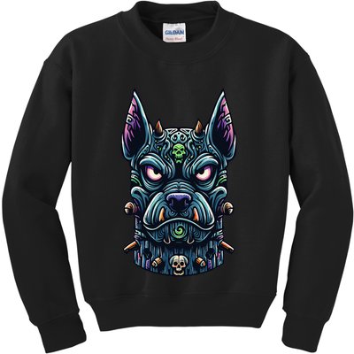 Voodoo Tiki Doberman Fierce Tribal Guardian Kids Sweatshirt