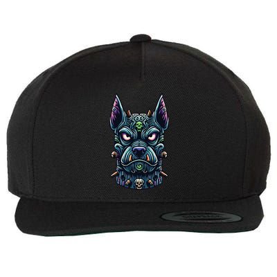 Voodoo Tiki Doberman Fierce Tribal Guardian Wool Snapback Cap