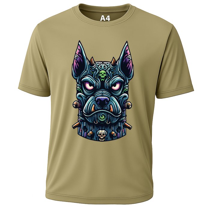 Voodoo Tiki Doberman Fierce Tribal Guardian Cooling Performance Crew T-Shirt