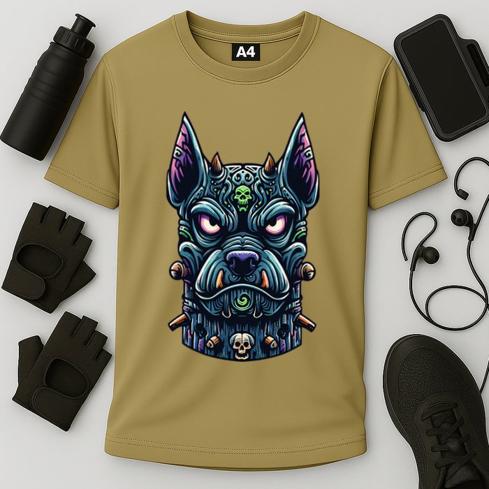 Voodoo Tiki Doberman Fierce Tribal Guardian Cooling Performance Crew T-Shirt