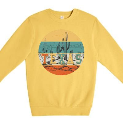 VIntage Texas Desert Cactus Emblem Premium Crewneck Sweatshirt