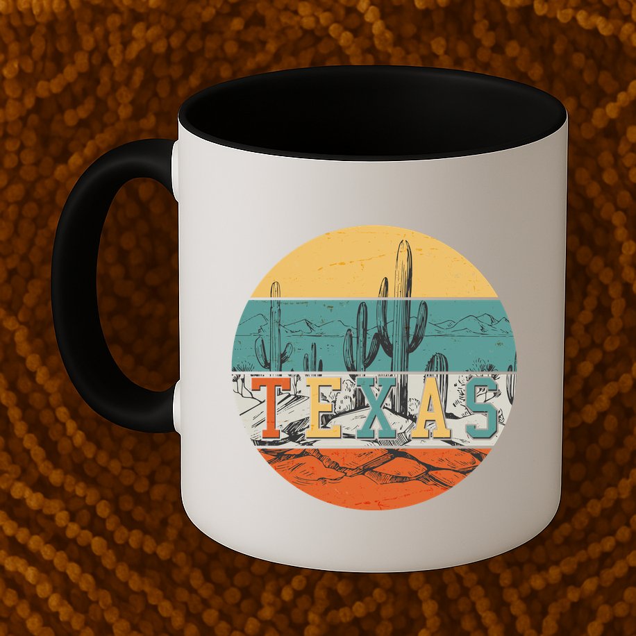 VIntage Texas Desert Cactus Emblem Mug