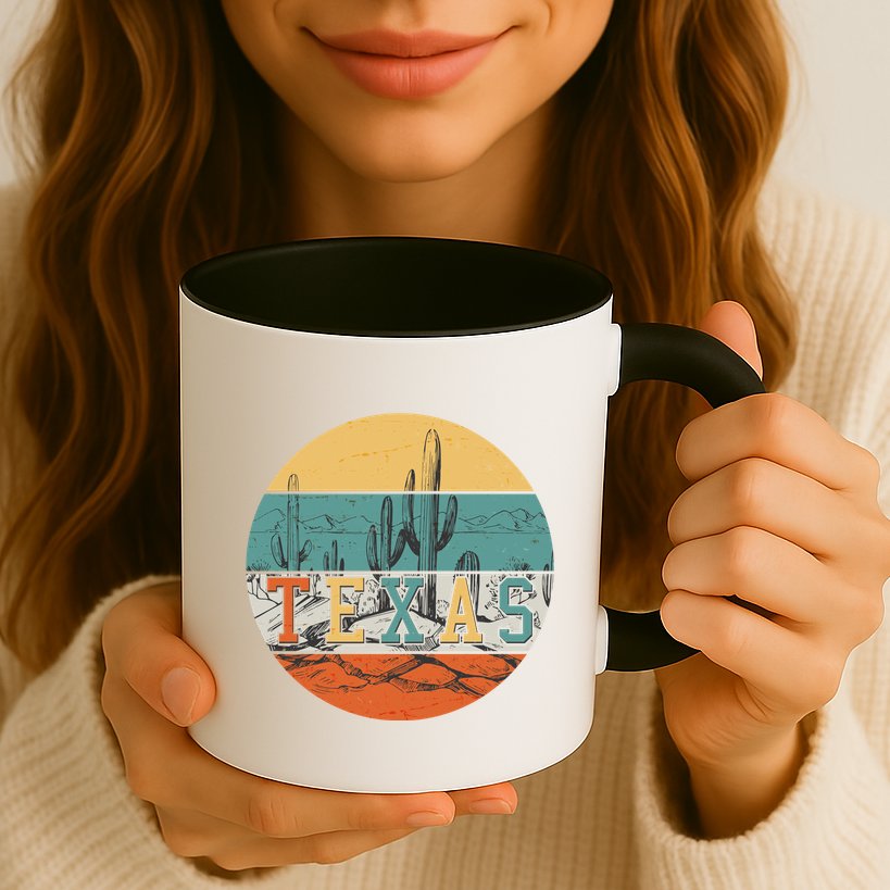 VIntage Texas Desert Cactus Emblem Mug