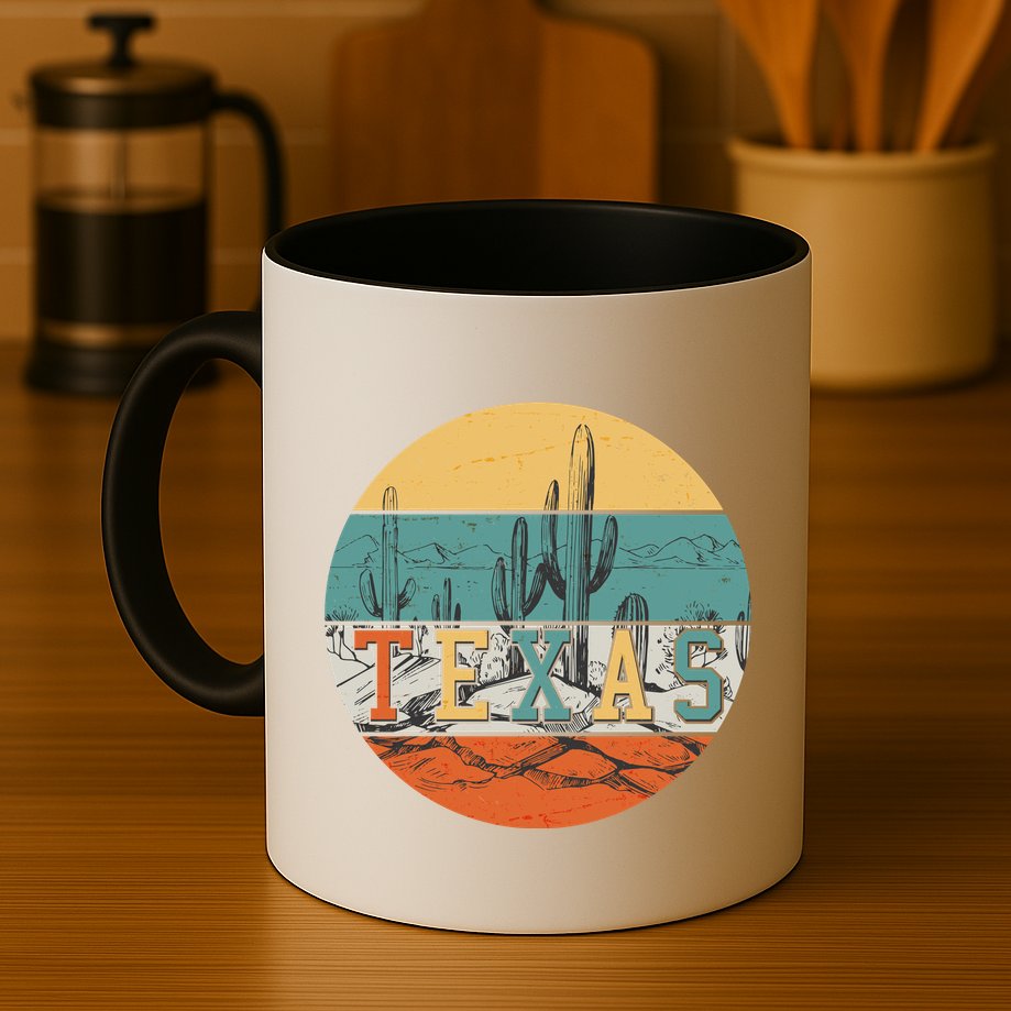 VIntage Texas Desert Cactus Emblem Mug