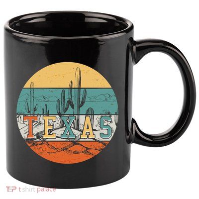 VIntage Texas Desert Cactus Emblem 11oz C Handle Ceramic Mug