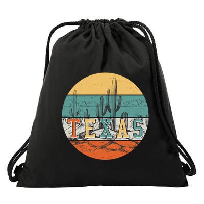 VIntage Texas Desert Cactus Emblem Drawstring Bag