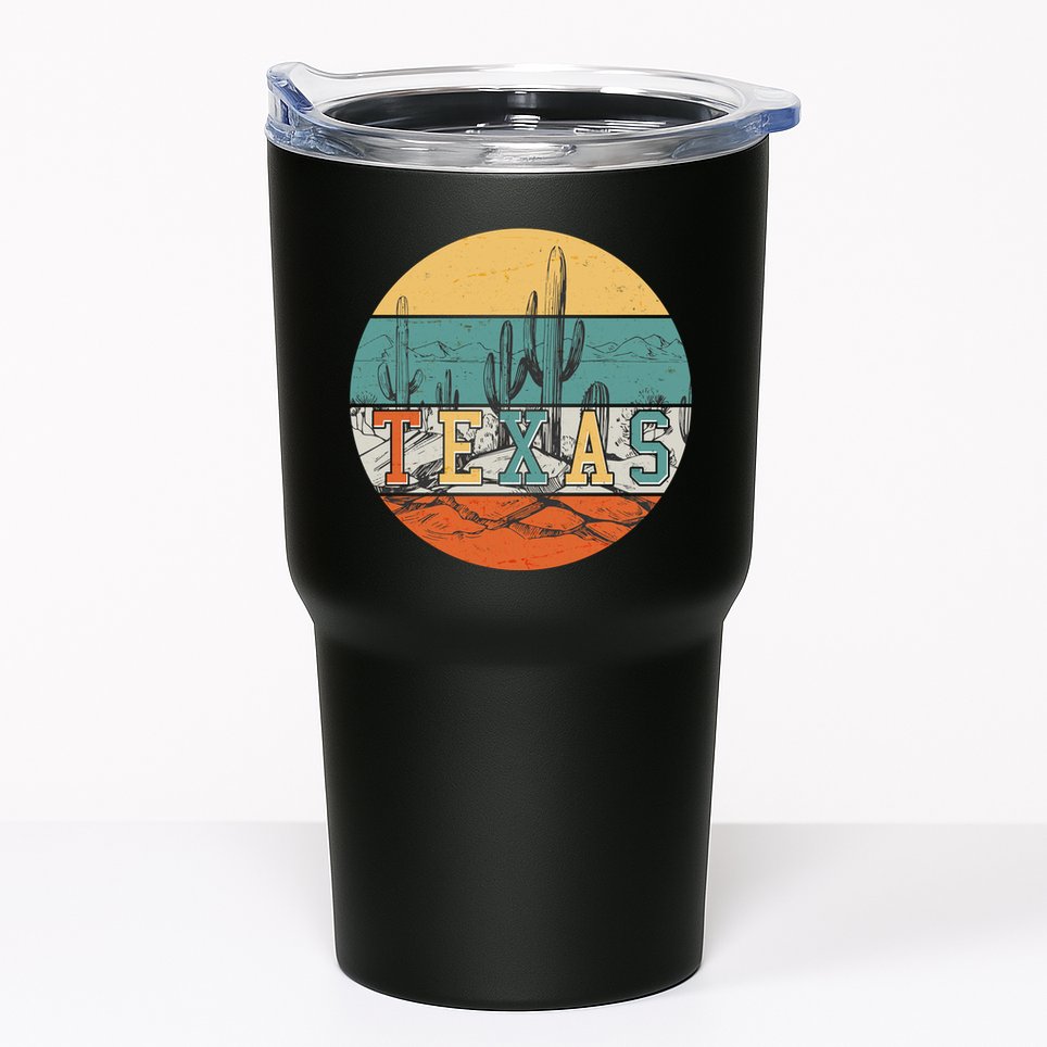 VIntage Texas Desert Cactus Emblem Tumbler