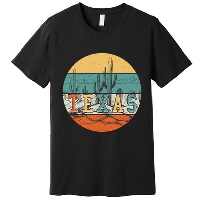 VIntage Texas Desert Cactus Emblem Premium T-Shirt