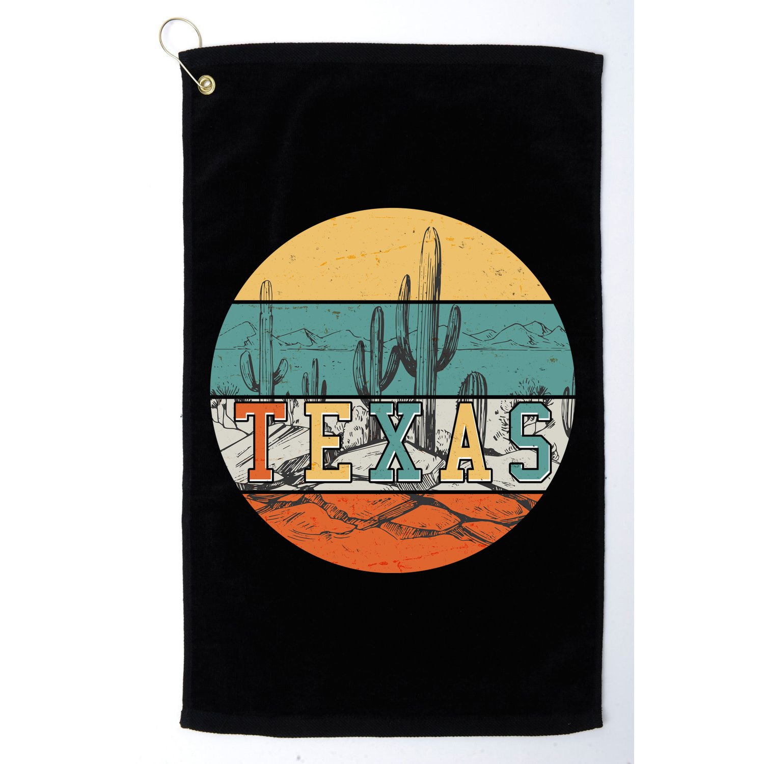 VIntage Texas Desert Cactus Emblem Golf Towel
