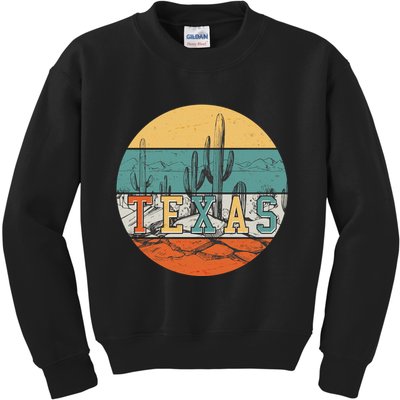 VIntage Texas Desert Cactus Emblem Kids Sweatshirt