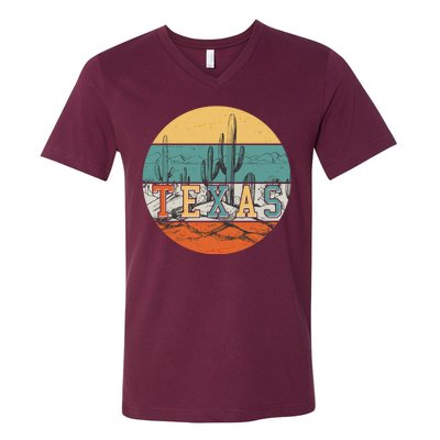 VIntage Texas Desert Cactus Emblem V-Neck T-Shirt