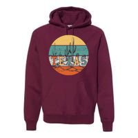 VIntage Texas Desert Cactus Emblem Premium Hoodie