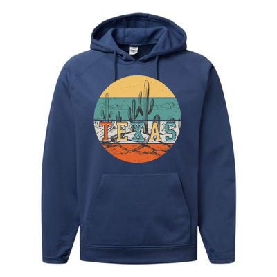 VIntage Texas Desert Cactus Emblem Performance Fleece Hoodie