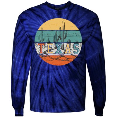 VIntage Texas Desert Cactus Emblem Tie-Dye Long Sleeve Shirt