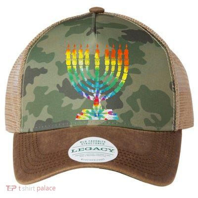 Vintage Tie Dye Hanukkah Menorah Long Sleeve Legacy Tie Dye Trucker Hat