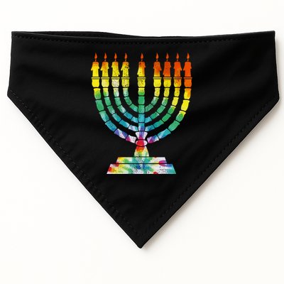 Vintage Tie Dye Hanukkah Menorah Long Sleeve USA-Made Doggie Bandana