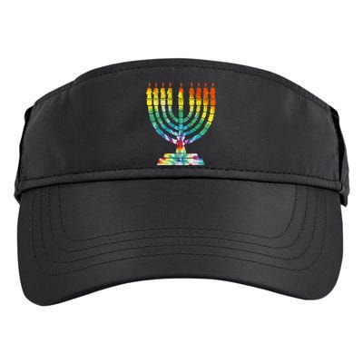 Vintage Tie Dye Hanukkah Menorah Long Sleeve Adult Drive Performance Visor