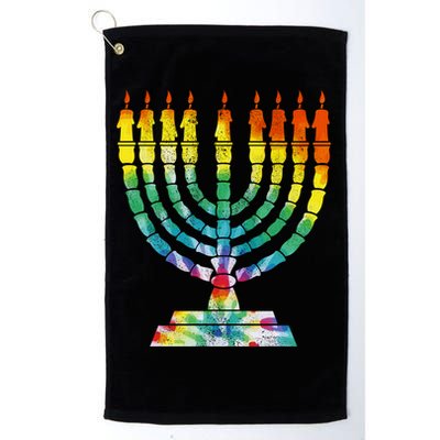 Vintage Tie Dye Hanukkah Menorah Long Sleeve Golf Towel