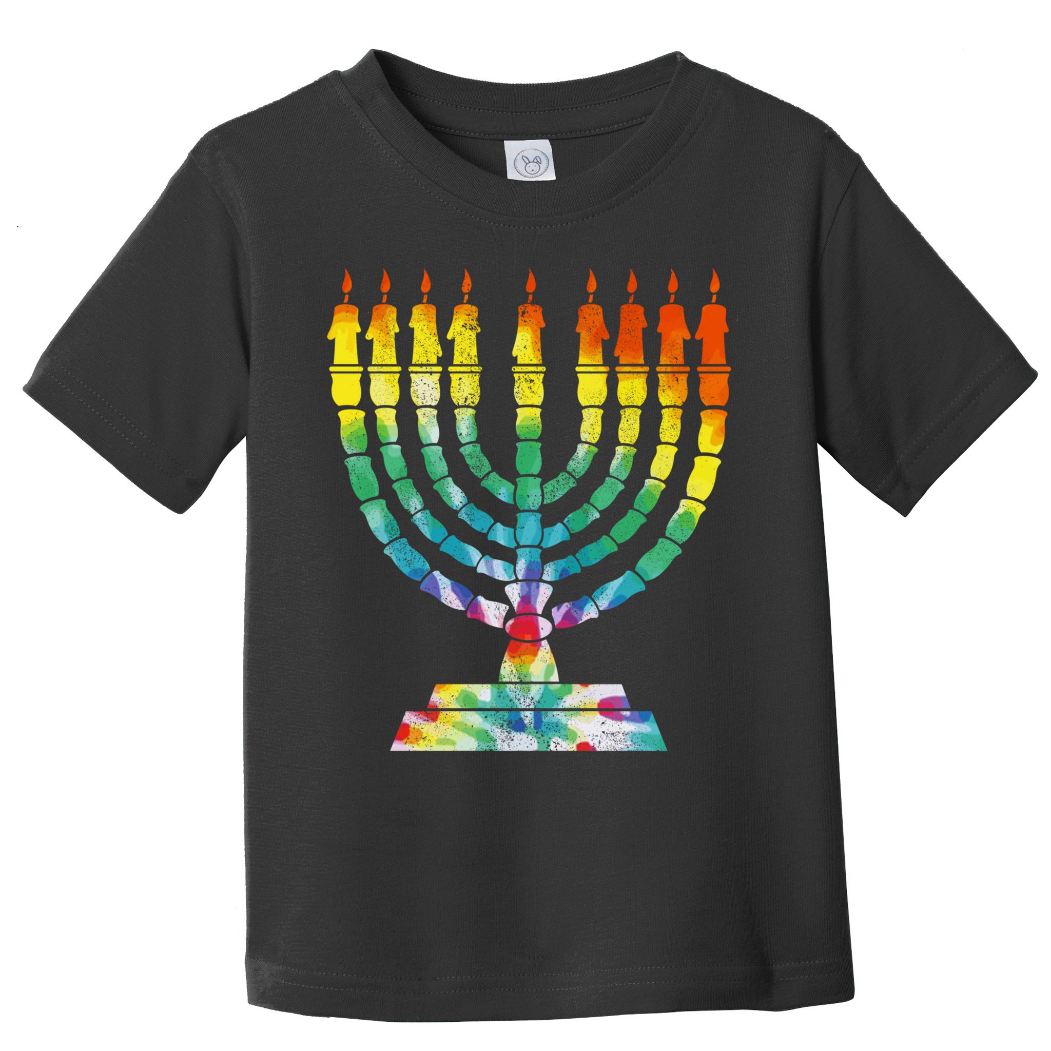 Vintage Tie Dye Hanukkah Menorah Long Sleeve Toddler T-Shirt