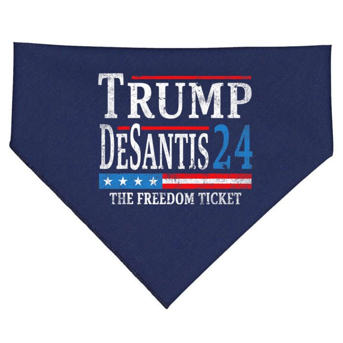 Vintage Trump Desantis 2024 The Freedom Ticket USA Flag USA-Made Doggie Bandana