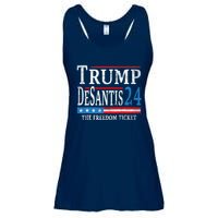 Vintage Trump Desantis 2024 The Freedom Ticket USA Flag Ladies Essential Flowy Tank