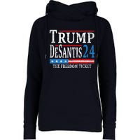 Vintage Trump Desantis 2024 The Freedom Ticket USA Flag Womens Funnel Neck Pullover Hood