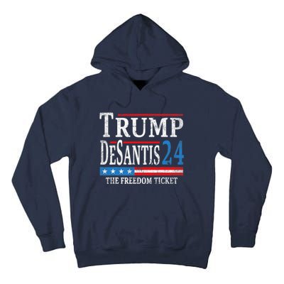 Vintage Trump Desantis 2024 The Freedom Ticket USA Flag Tall Hoodie