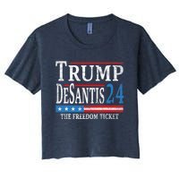 Vintage Trump Desantis 2024 The Freedom Ticket USA Flag Women's Crop Top Tee