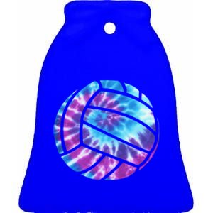 Volleyball Tie Dye Blue Purple Ceramic Bell Ornament