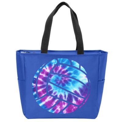 Volleyball Tie Dye Blue Purple Zip Tote Bag