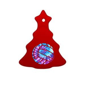 Volleyball Tie Dye Blue Purple Ceramic Tree Ornament