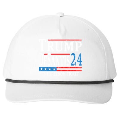 Vintage Trump Desantis 2024 The Freedom Ticket USA Flag Snapback Five-Panel Rope Hat