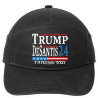 Vintage Trump Desantis 2024 The Freedom Ticket USA Flag 7-Panel Snapback Hat