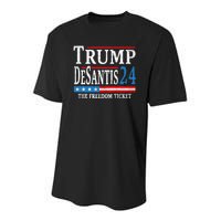 Vintage Trump Desantis 2024 The Freedom Ticket USA Flag Youth Performance Sprint T-Shirt