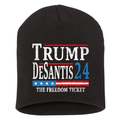 Vintage Trump Desantis 2024 The Freedom Ticket USA Flag Short Acrylic Beanie