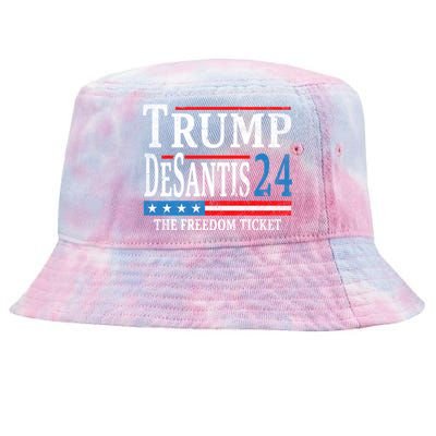 Vintage Trump Desantis 2024 The Freedom Ticket USA Flag Tie-Dyed Bucket Hat