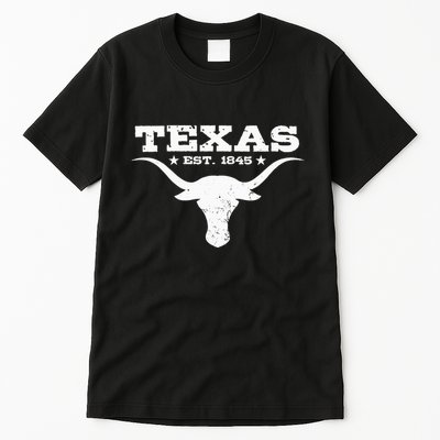 Vintage Texas Distressed Est. 1845 Longhorn Bull = Tall T-Shirt