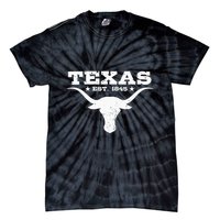 Vintage Texas Distressed Est. 1845 Longhorn Bull = Tie-Dye T-Shirt