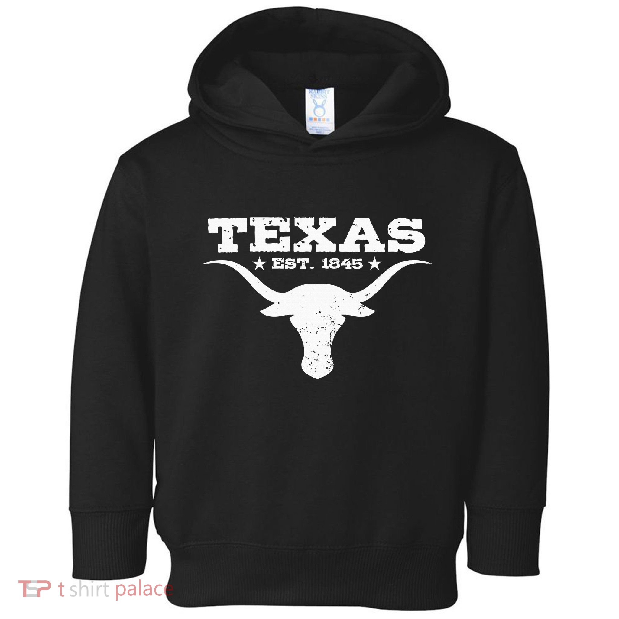 Vintage Texas Distressed Est. 1845 Longhorn Bull = Toddler Hoodie