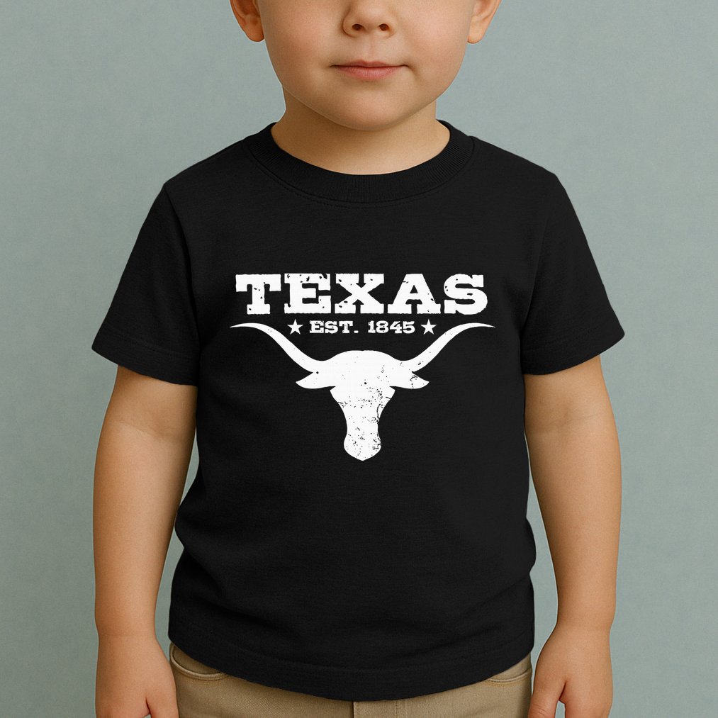 Vintage Texas Distressed Est. 1845 Longhorn Bull = Toddler T-Shirt