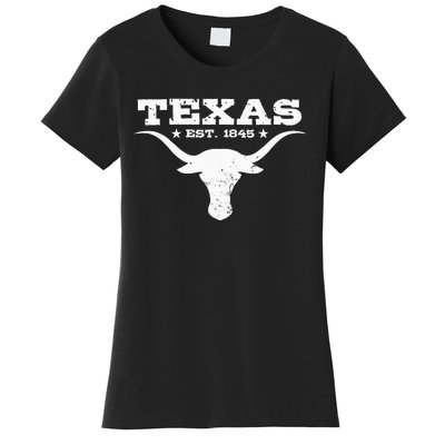 Vintage Texas Distressed Est. 1845 Longhorn Bull = Women's T-Shirt