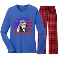 Vintage Thomas Drunkerson Patriotic 4th Of July Flag Funny Gift Women's Long Sleeve Flannel Pajama Set 