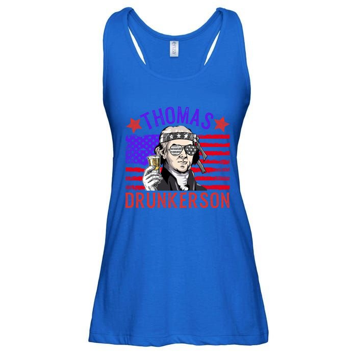 Vintage Thomas Drunkerson Patriotic 4th Of July Flag Funny Gift Ladies Essential Flowy Tank