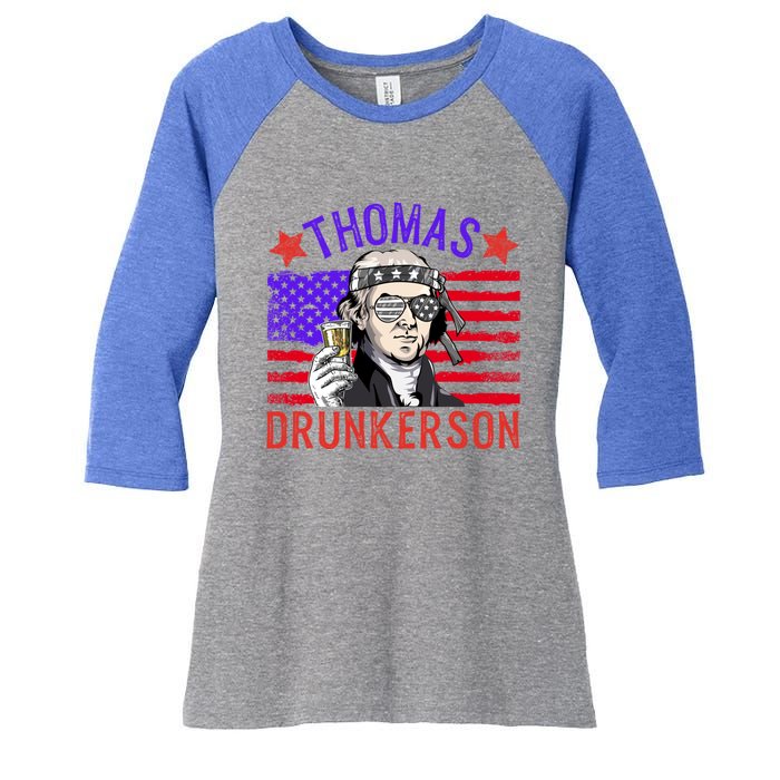 Vintage Thomas Drunkerson Patriotic 4th Of July Flag Funny Gift Women's Tri-Blend 3/4-Sleeve Raglan Shirt