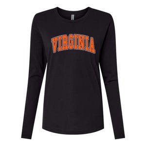 Virginia Throwback Design Classic Womens Cotton Relaxed Long Sleeve T-Shirt